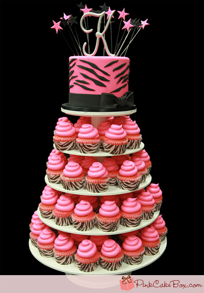 9 Photos of Pink Zebra Birthday Cake With Cupcakes