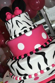 Zebra Print Minnie Mouse Cake