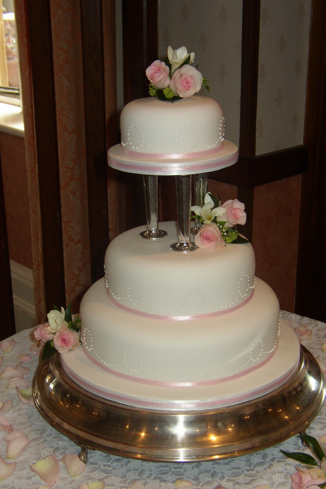 3 Tier Wedding Cake with Flowers