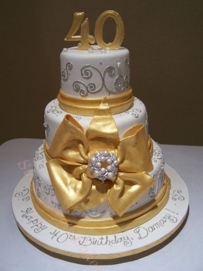 40th Gold Birthday Cake