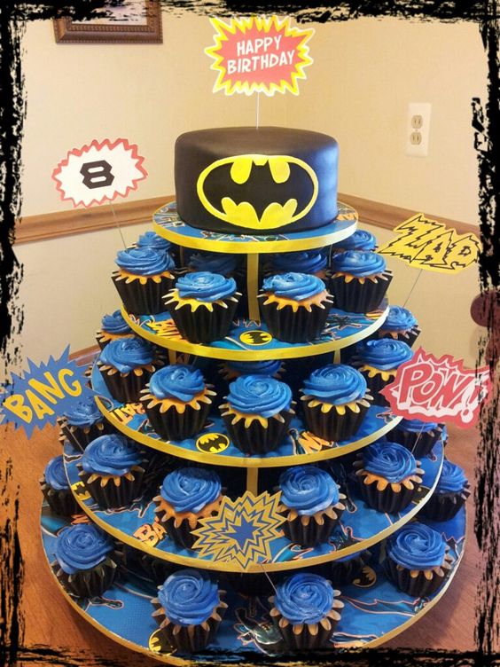 Batman Cupcake Birthday Cake Ideas