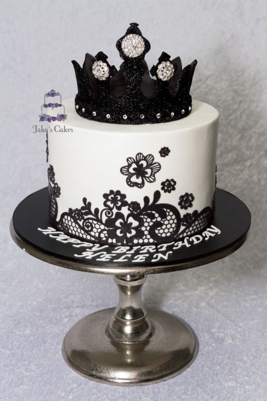 Black and White Happy Birthday Bling Cake