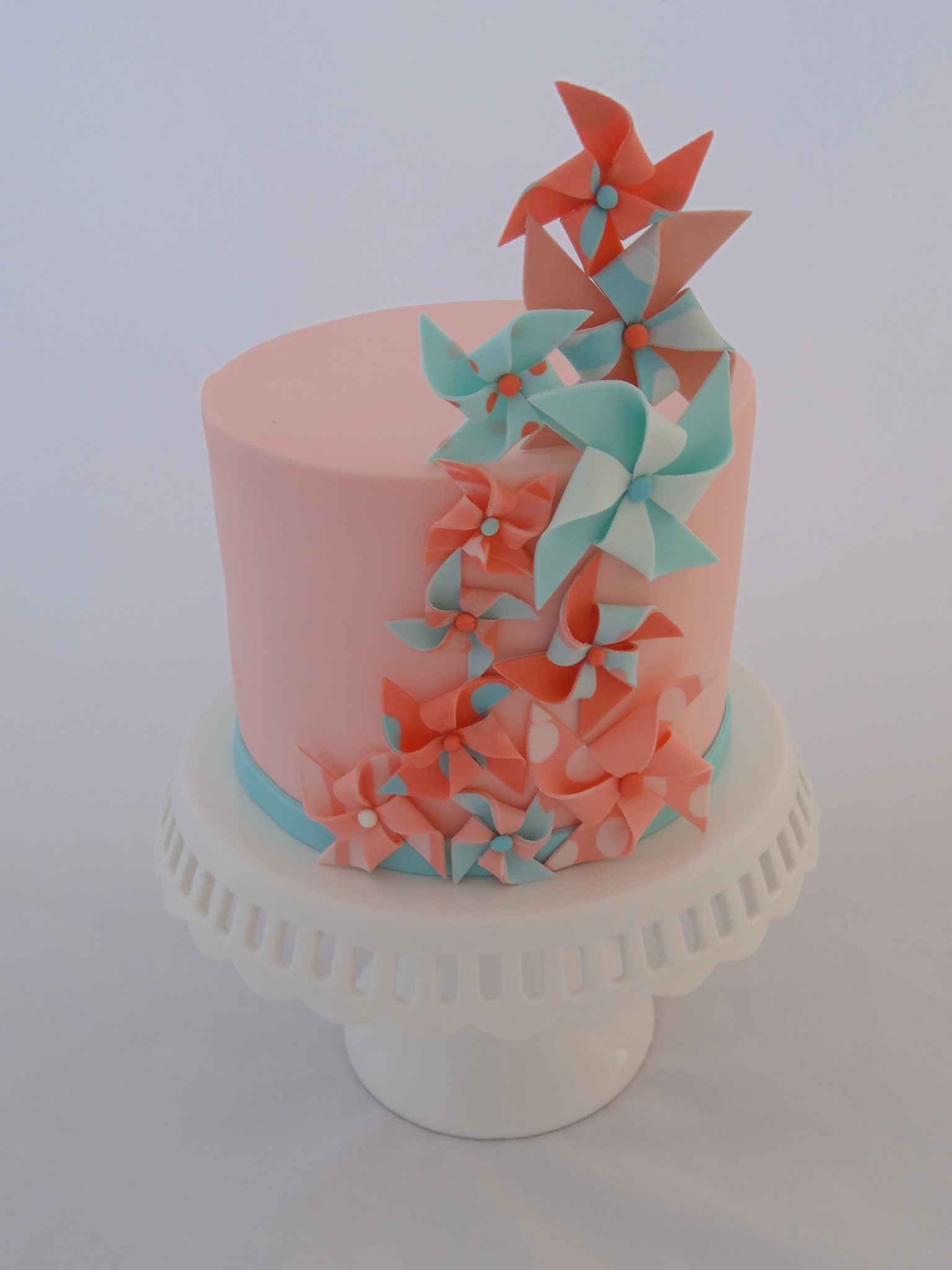 Coral and Teal Cake