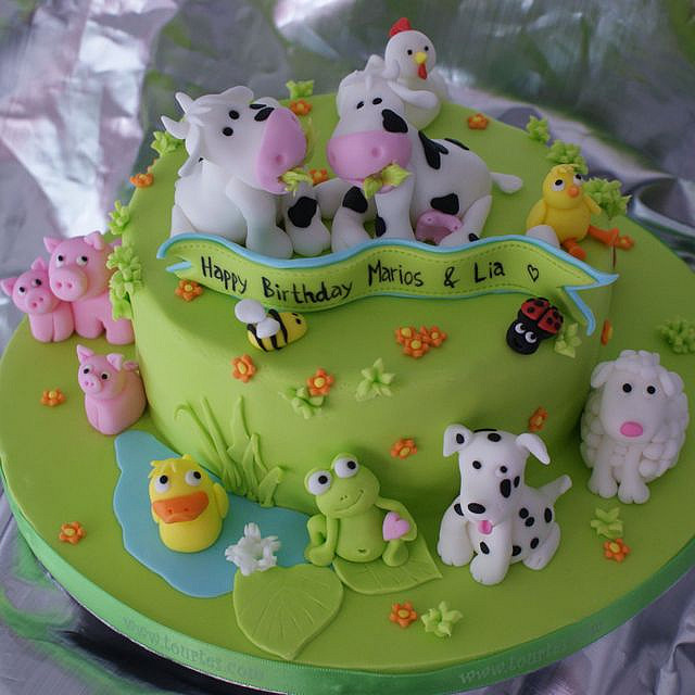 Cute Farm Animal Cake