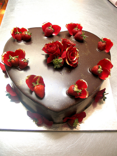 Decorated Chocolate Cake with Strawberries