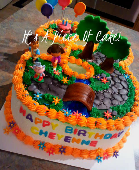 Dora Buttercream Birthday Cake