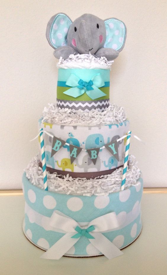 Elephant Baby Shower Diaper Cake