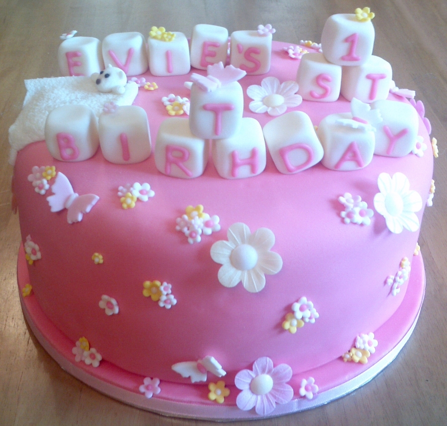 Girly First Birthday Cake