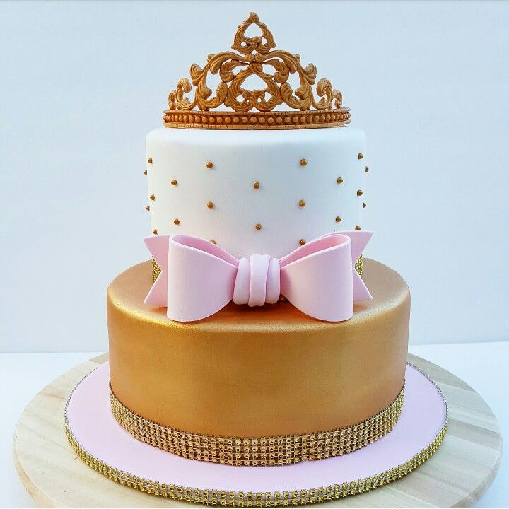 Gold and Pink Baby Shower Cake