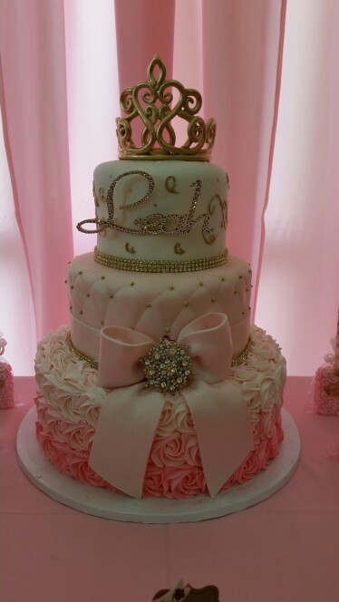 Gold and Pink Princess Baby Shower Cakes