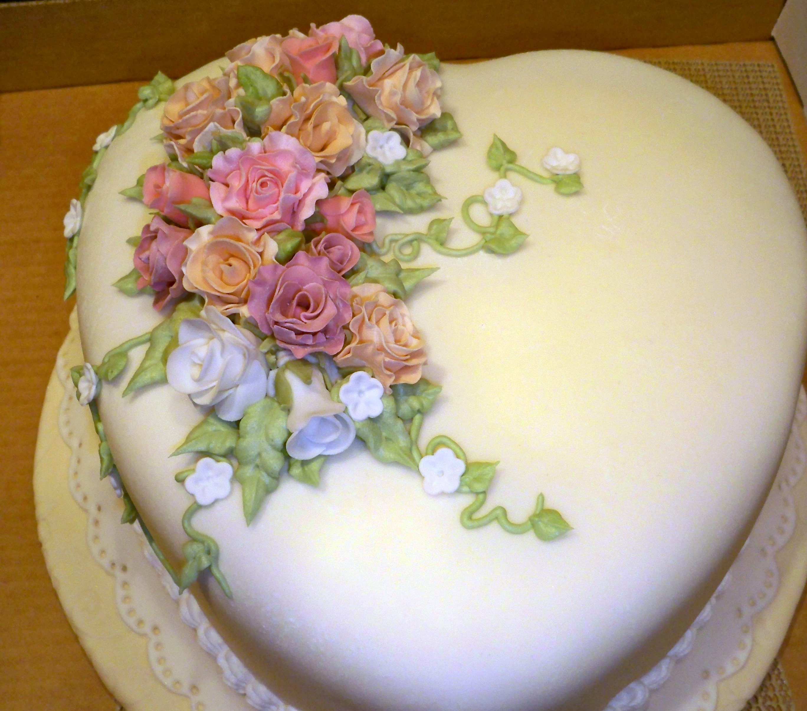 Heart Shaped Cake with Roses