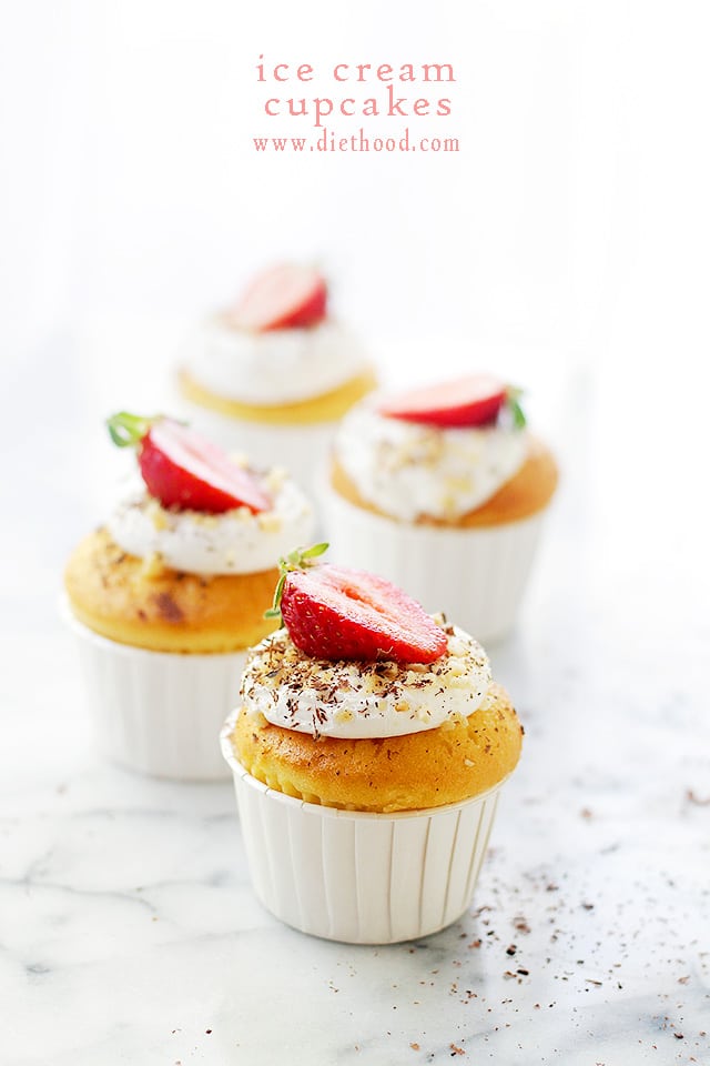 Ice Cream Cupcakes with Vanilla Frosting