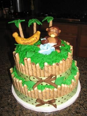 Jungle Monkey Baby Shower Cake Ideas