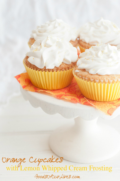 Lemon Cupcakes with Whipped Cream Frosting