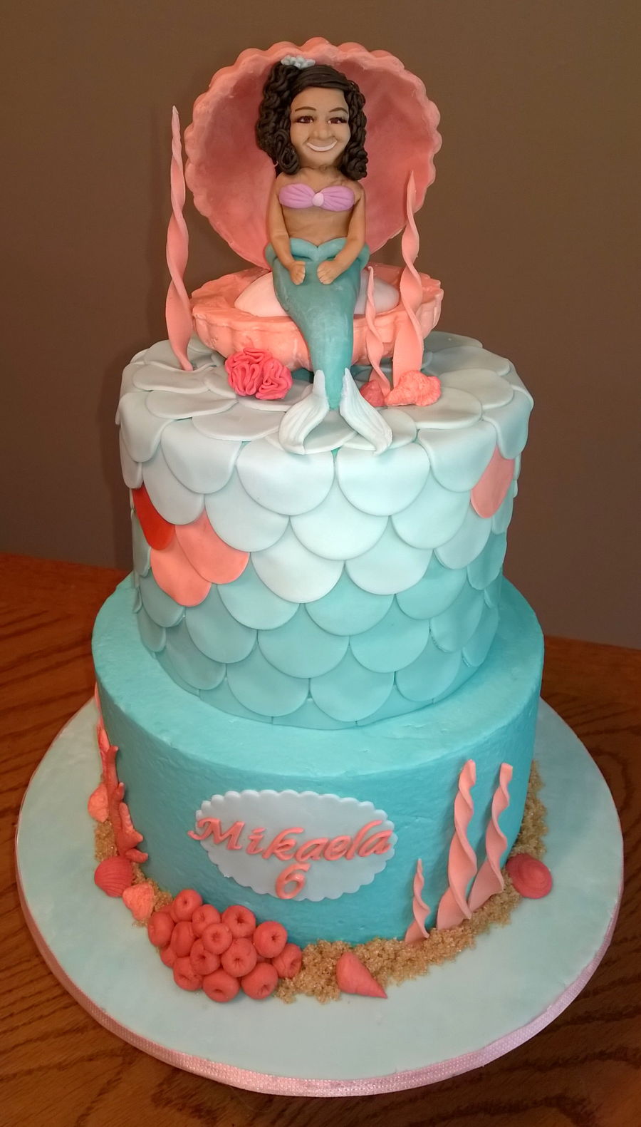 Mermaid Cake Coral and Teal