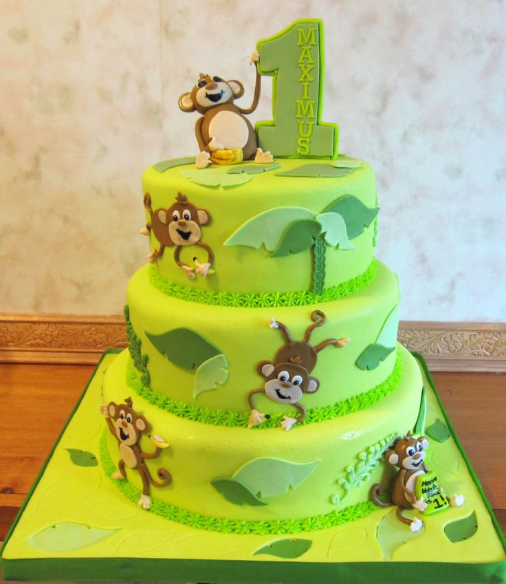 10 Photos of 3 Layer Birthday Cakes For Girls Monkeys