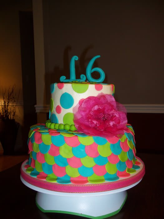 Neon Sweet 16 Birthday Cakes