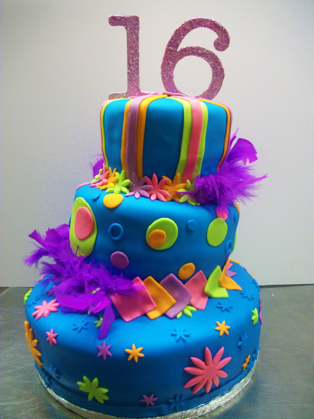 Neon Sweet 16 Birthday Cakes