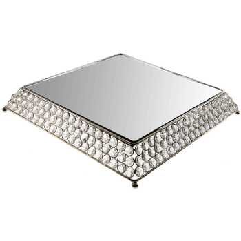 Nickel with Clear Crystals Cake Stand Square