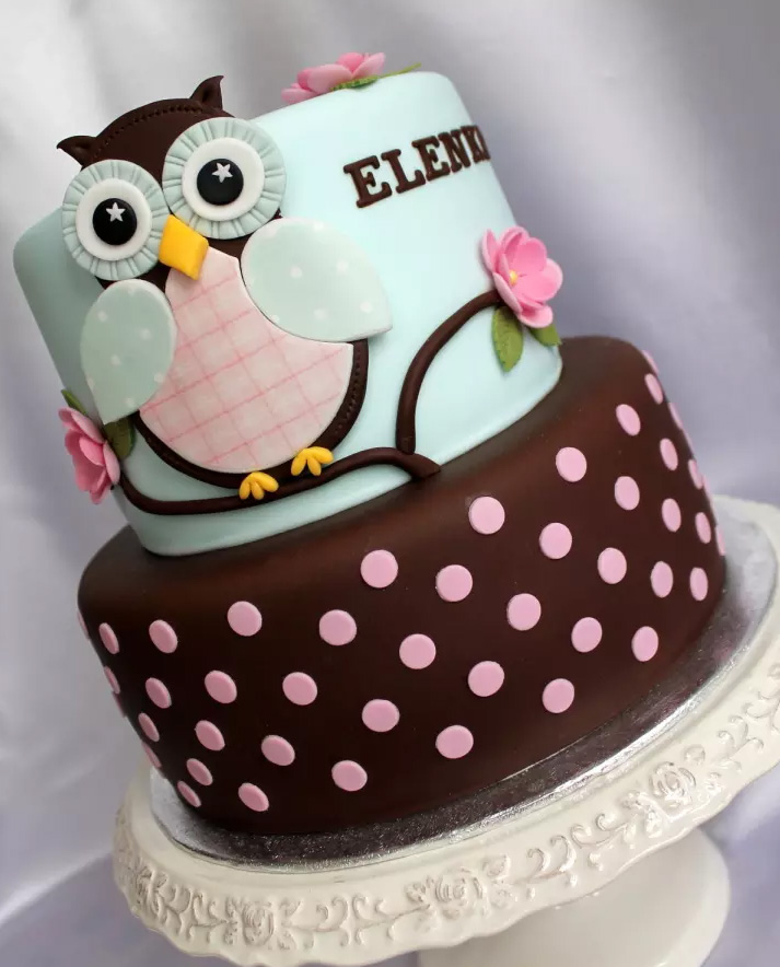 Owl Baby Shower Cake