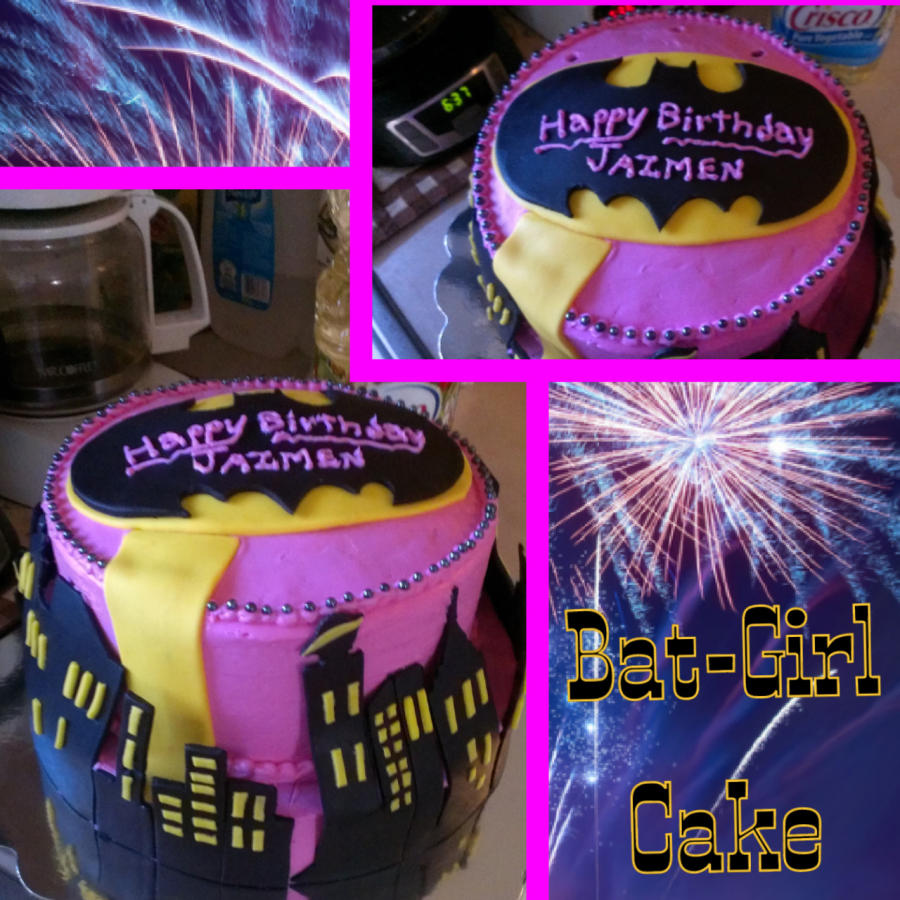 Pink Batgirl Birthday Cake