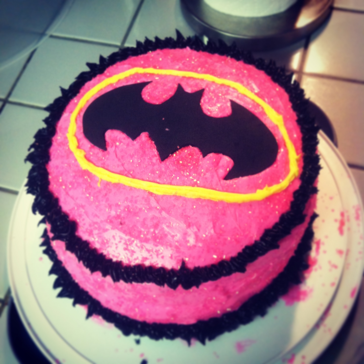 Pink Batman Birthday Cake