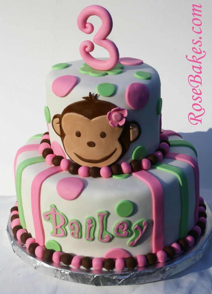 Pink Monkey Birthday Cake