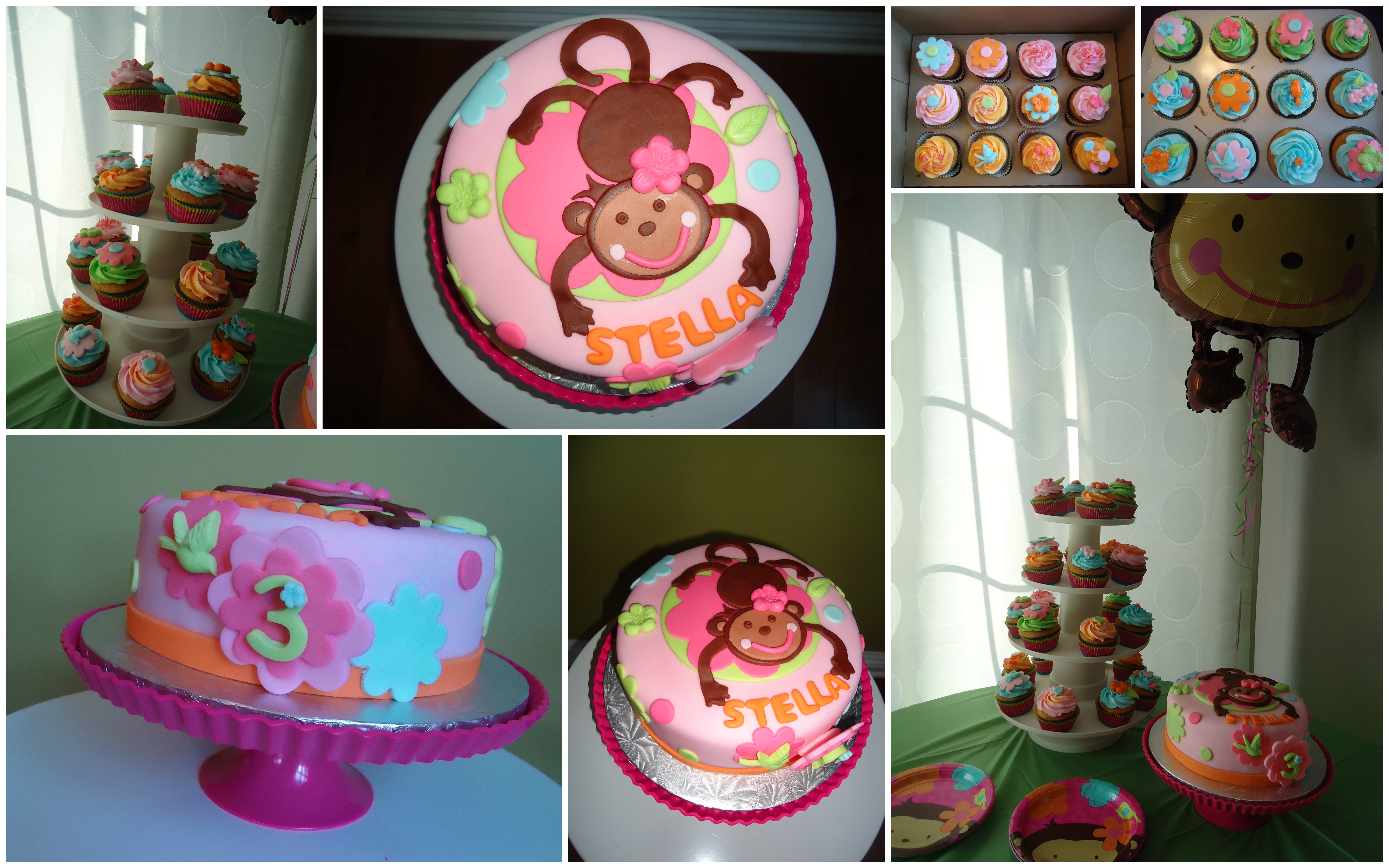 Pink Monkey Birthday Cake