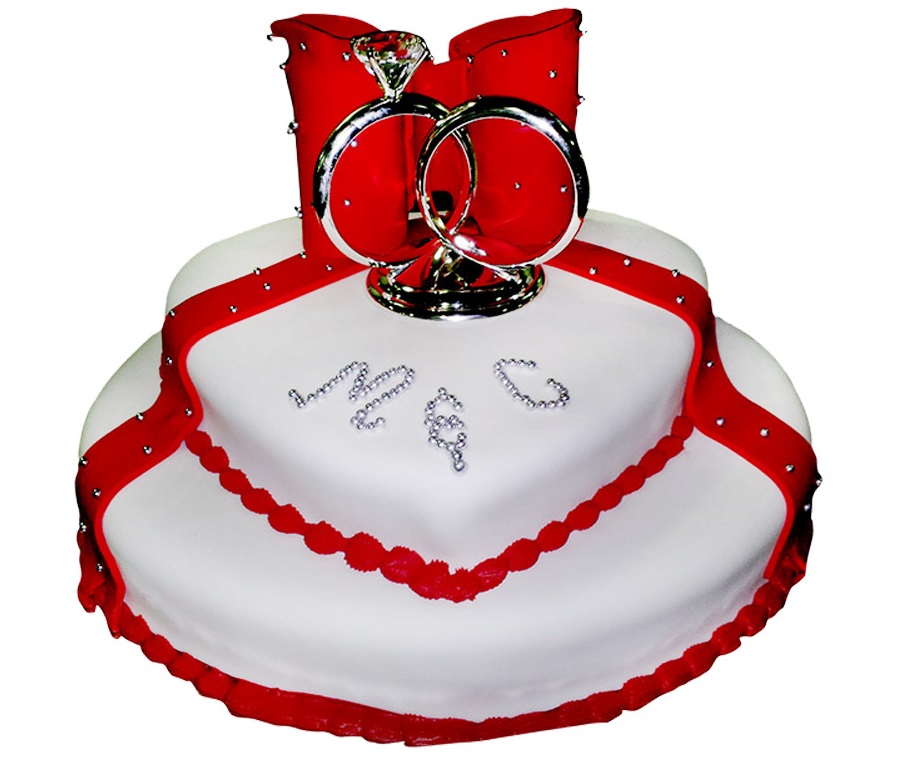 Red and White Wedding Cake Toppers