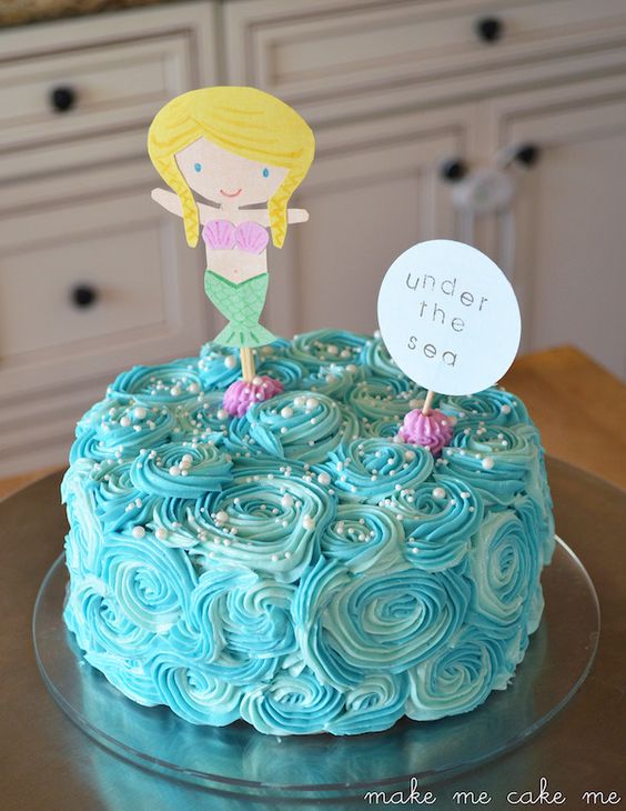 Simple Mermaid Birthday Cake