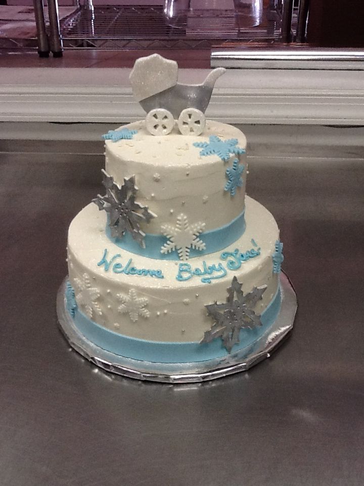 Snowflake Theme Baby Shower Cake