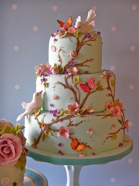 Spring Wedding Cake with Flowers