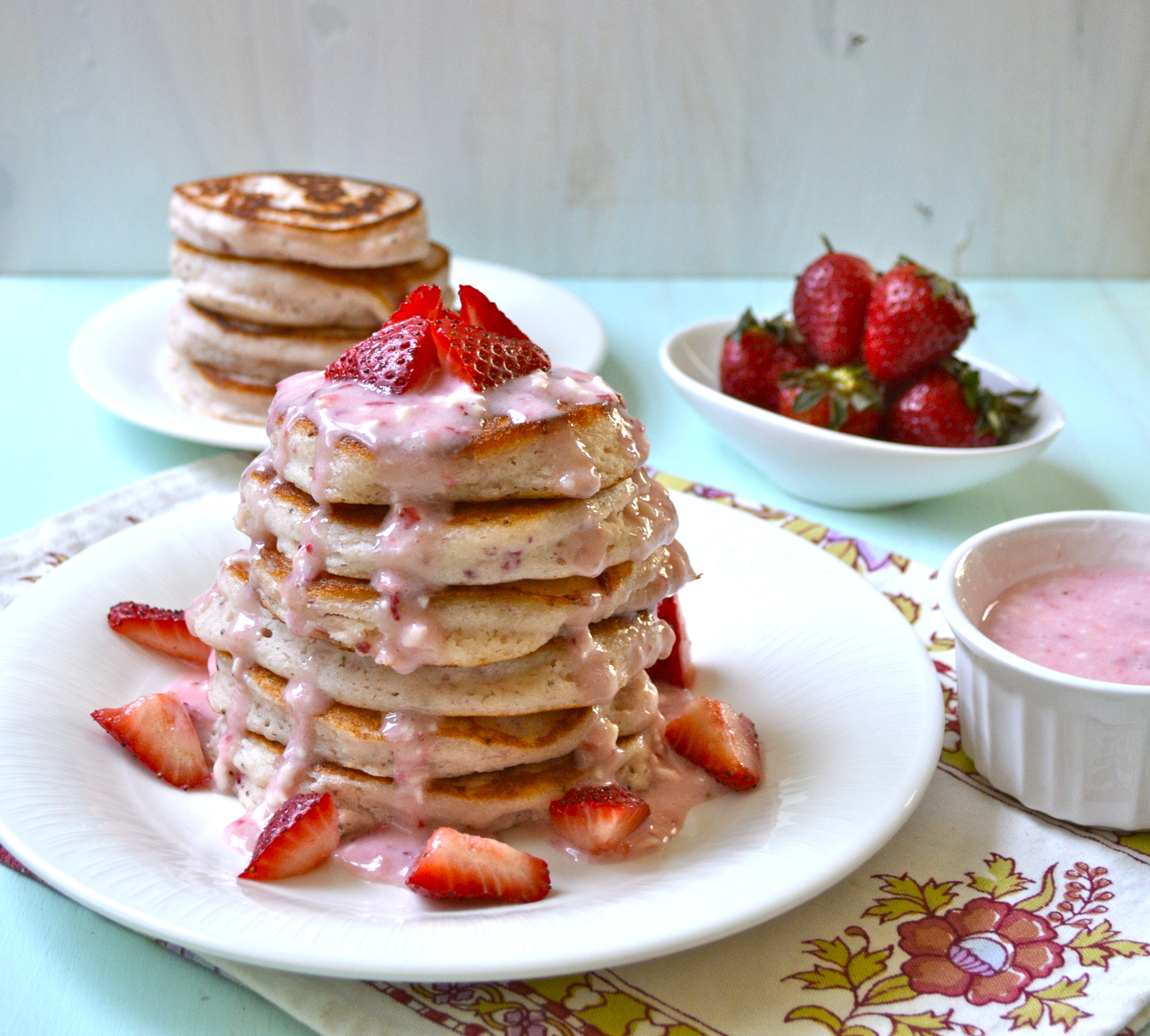 Strawberry Pancakes with Cream Cheese