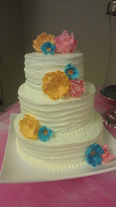 Turquoise and Orange Wedding Cake