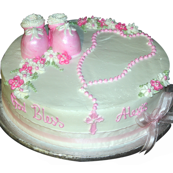 Baby Girl Baptism Cross Cake