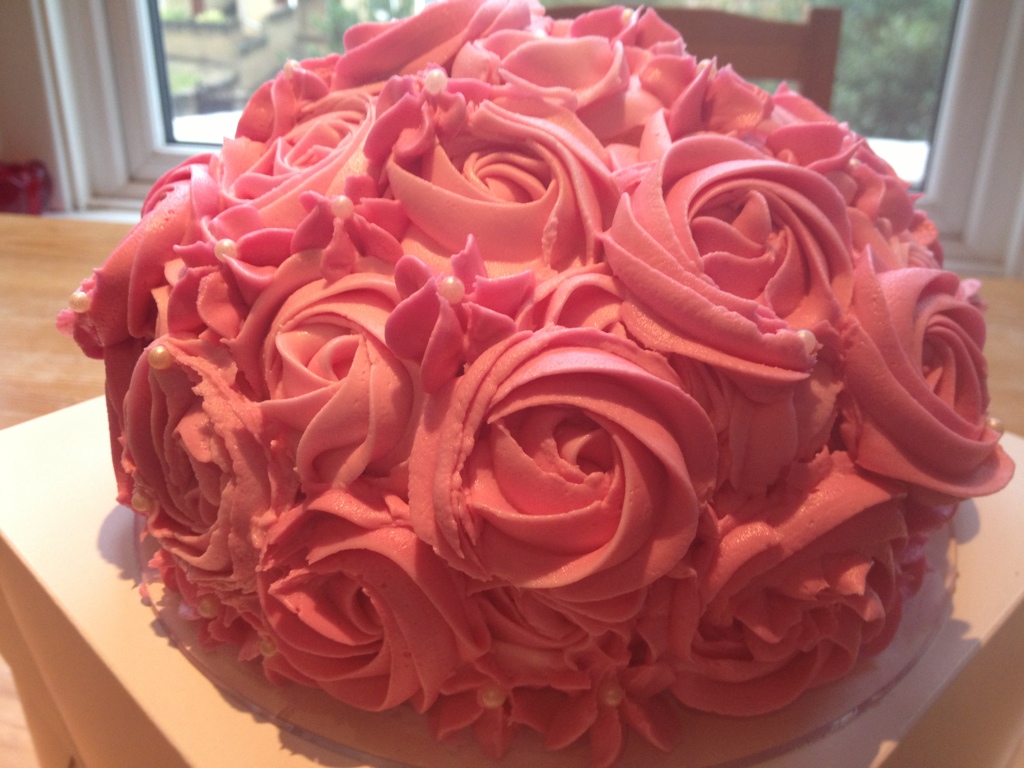 Birthday Cake with Pink Roses