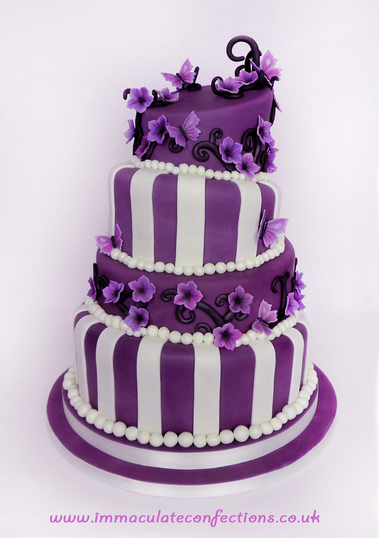 Black and Purple Wedding Cake