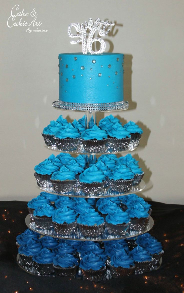 Blue Sweet 16 Birthday Cakes