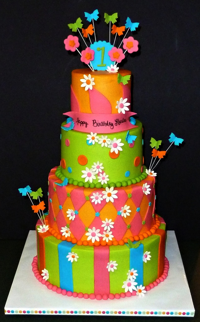 Bright Butterfly Birthday Cake