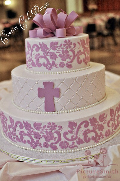 7 Photos of Baptism Cakes Pink Buttercream