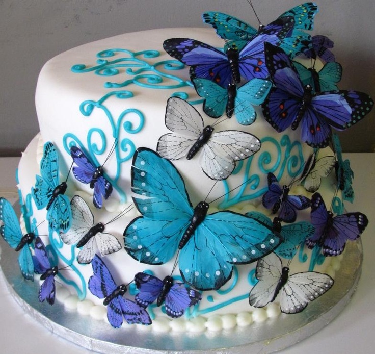 10 Butterfly Baby Blue Sweet 16 Cakes Photo Butterfly Theme