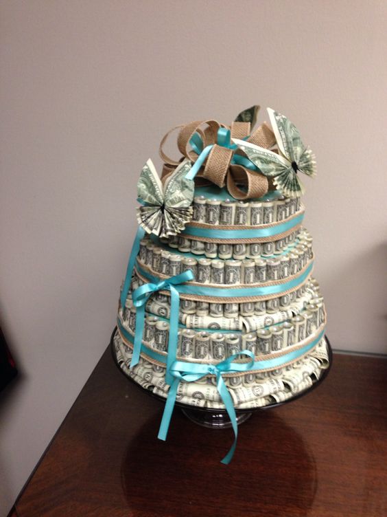 Cake Made with Dollar Bills Money