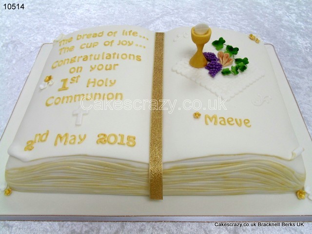 First Communion Open Book Cake