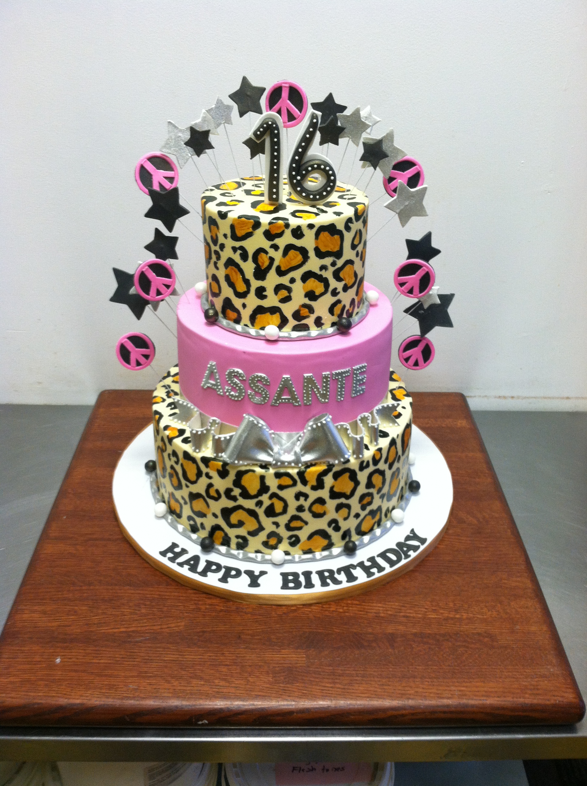 Leopard Print Birthday Cake