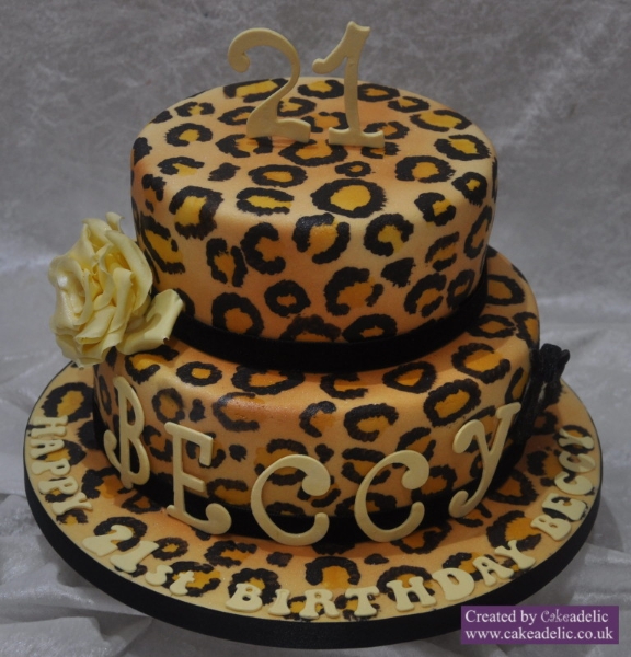 Leopard Print Birthday Cake