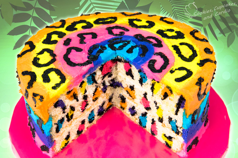 Leopard Rainbow Cake From Cupcakes Cookies and Cardio