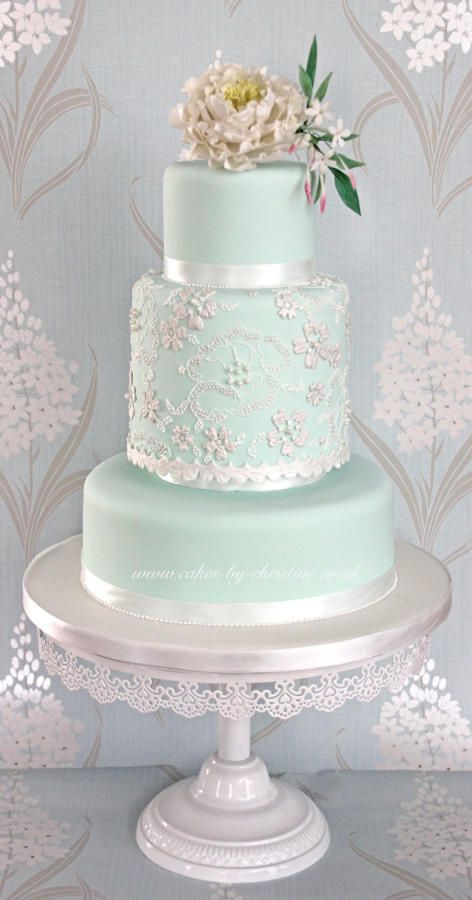 Mint Green Lace Wedding Cake