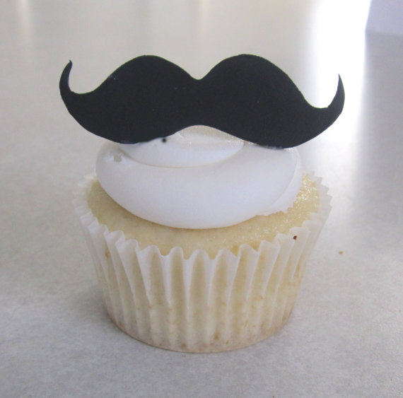 Mustache Cupcakes with Toppers