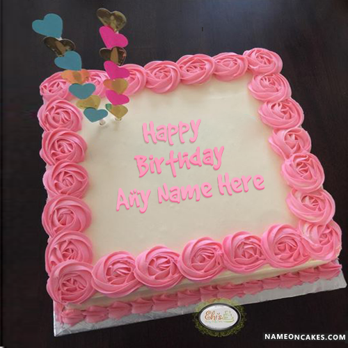 Pink Square Birthday Cake