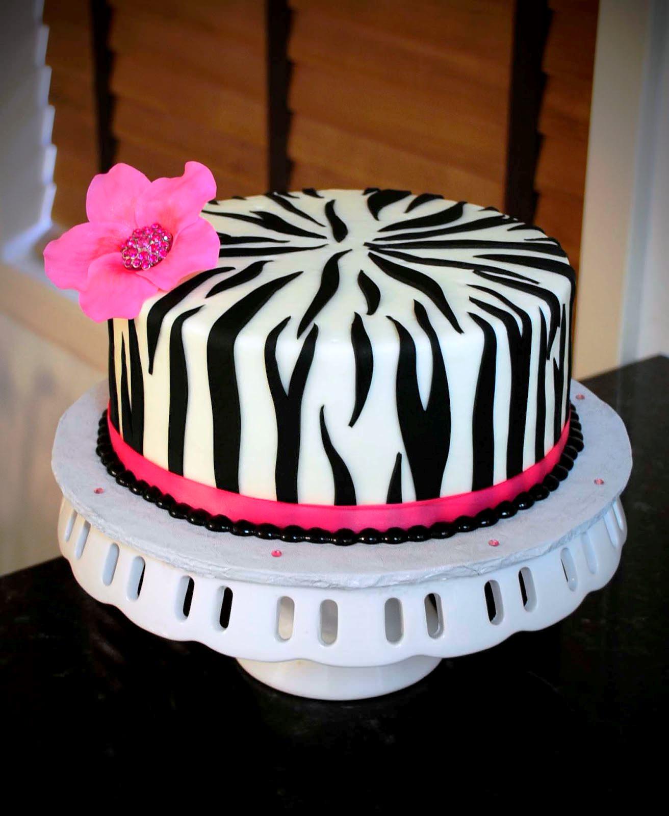 Pink Zebra Print Birthday Cake